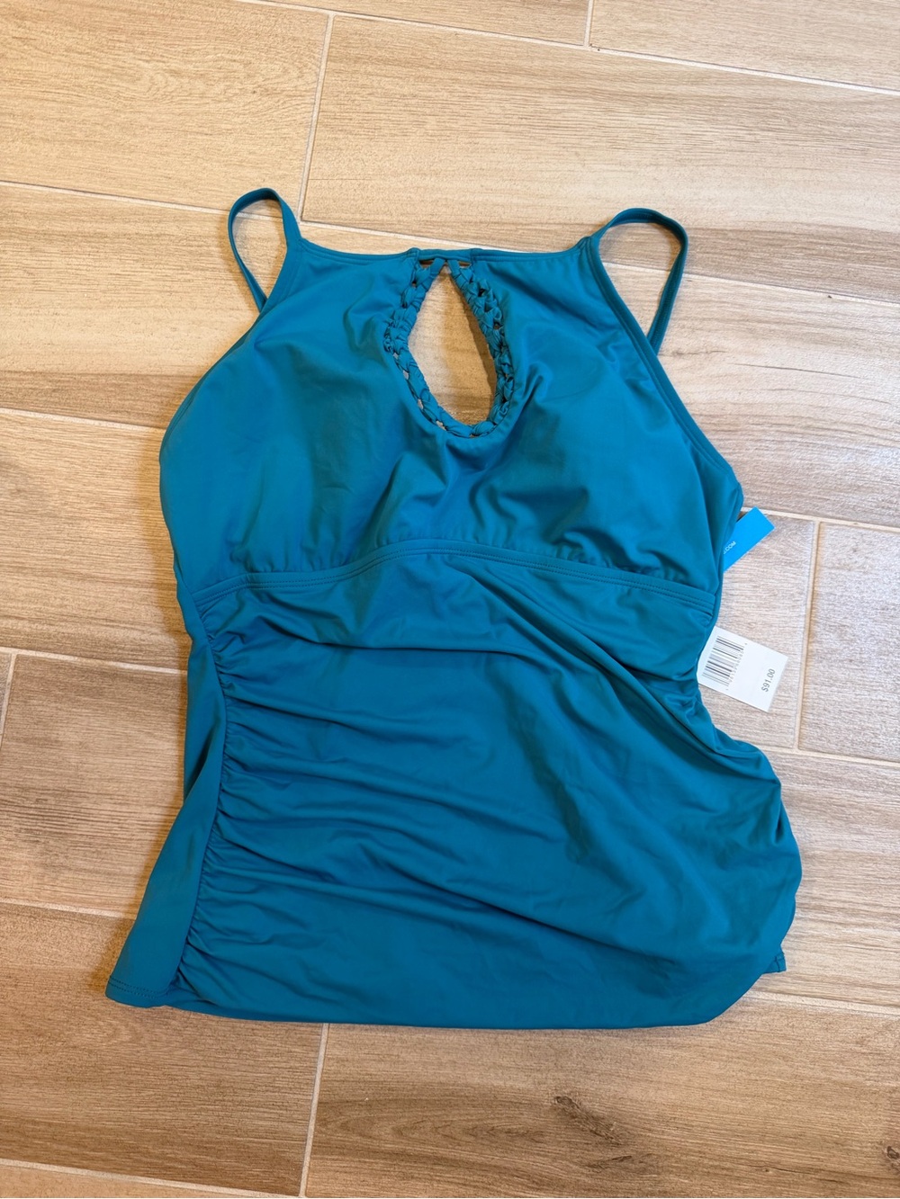 Bleu Rod Beattie Teal High-Neck Tankini Swim Top